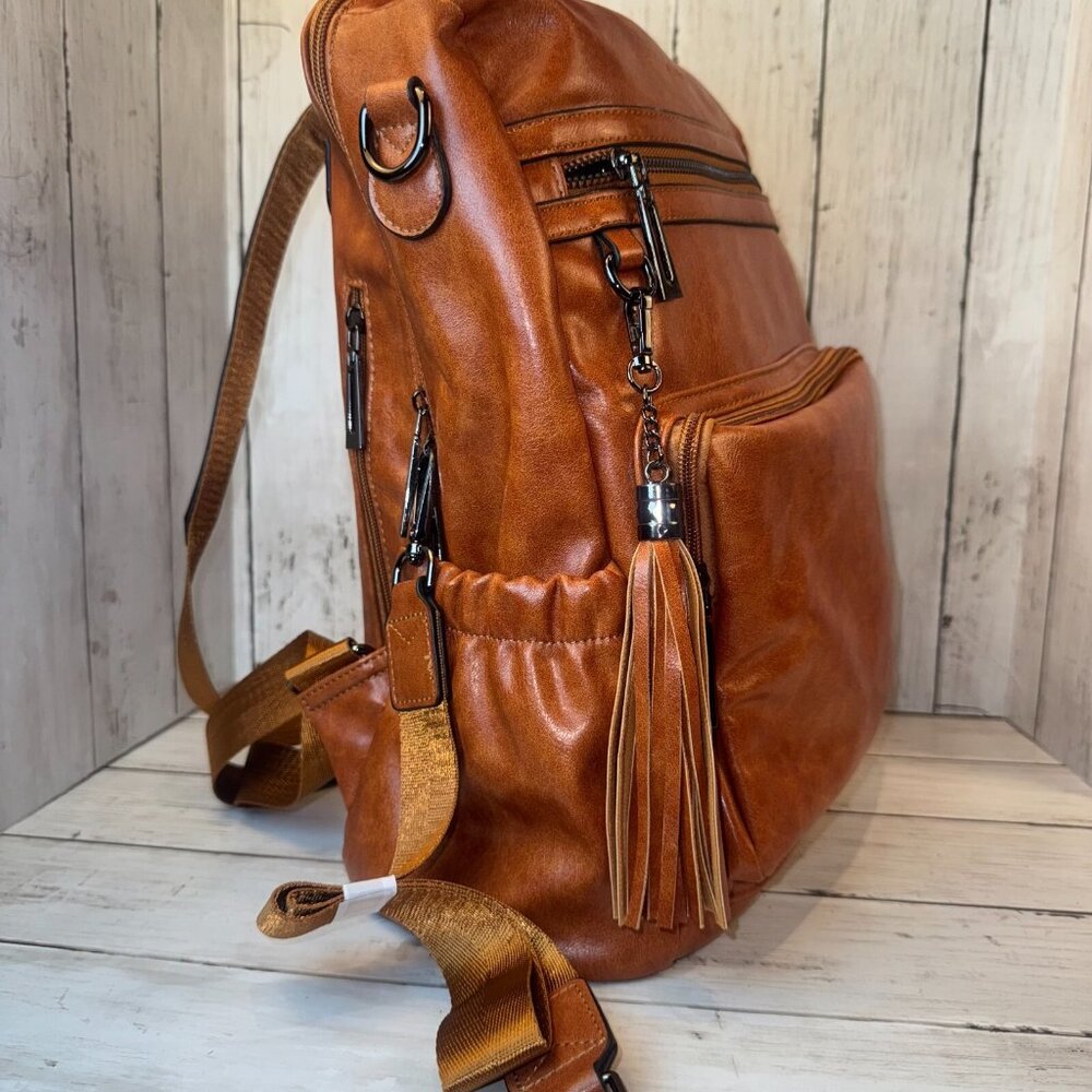 CLUCI Greene Women's Large PU Leather Backpack Purse For Commuting Oil Wax NWOT - Picture 4 of 13